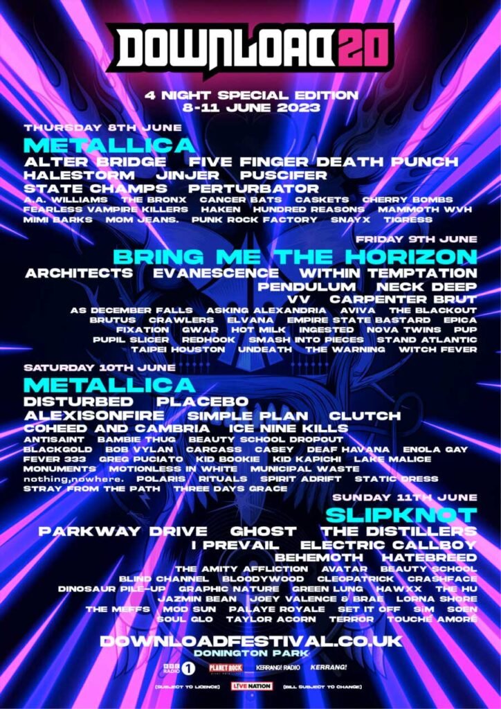 Download Festival UK 2023 new bands day split poster