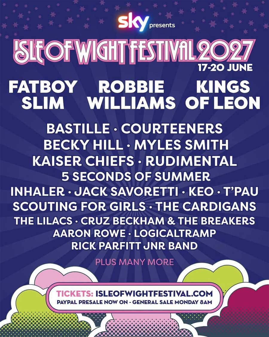 Isle of Wight Festival 2027 phase 1 poster