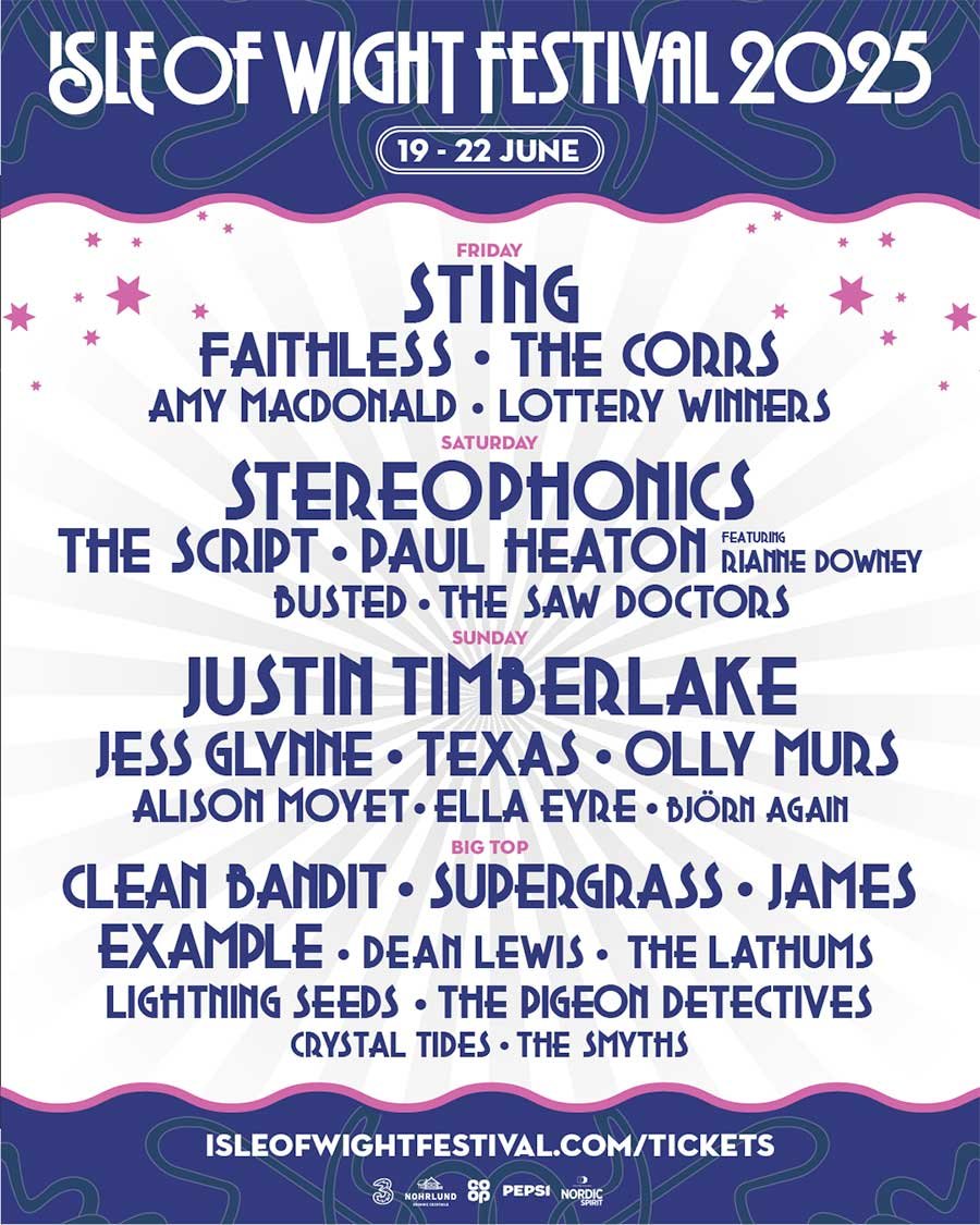Isle of Wight Festival UK 2025 phase 2 poster