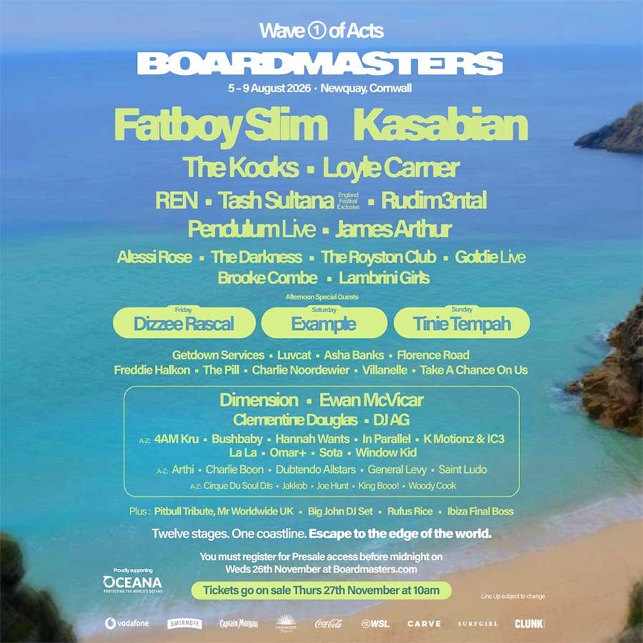 UK Boardmasters Festival 2026 phase 1 poster