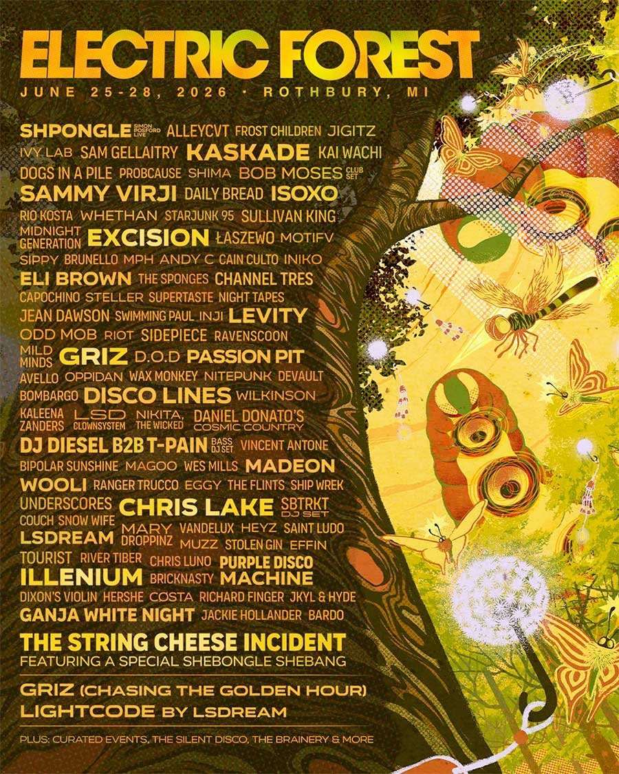Electric Forest 2026 phase 1 poster