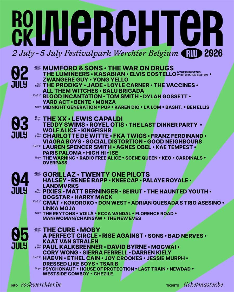 Rock Werchter 2026 Belgium latest poster