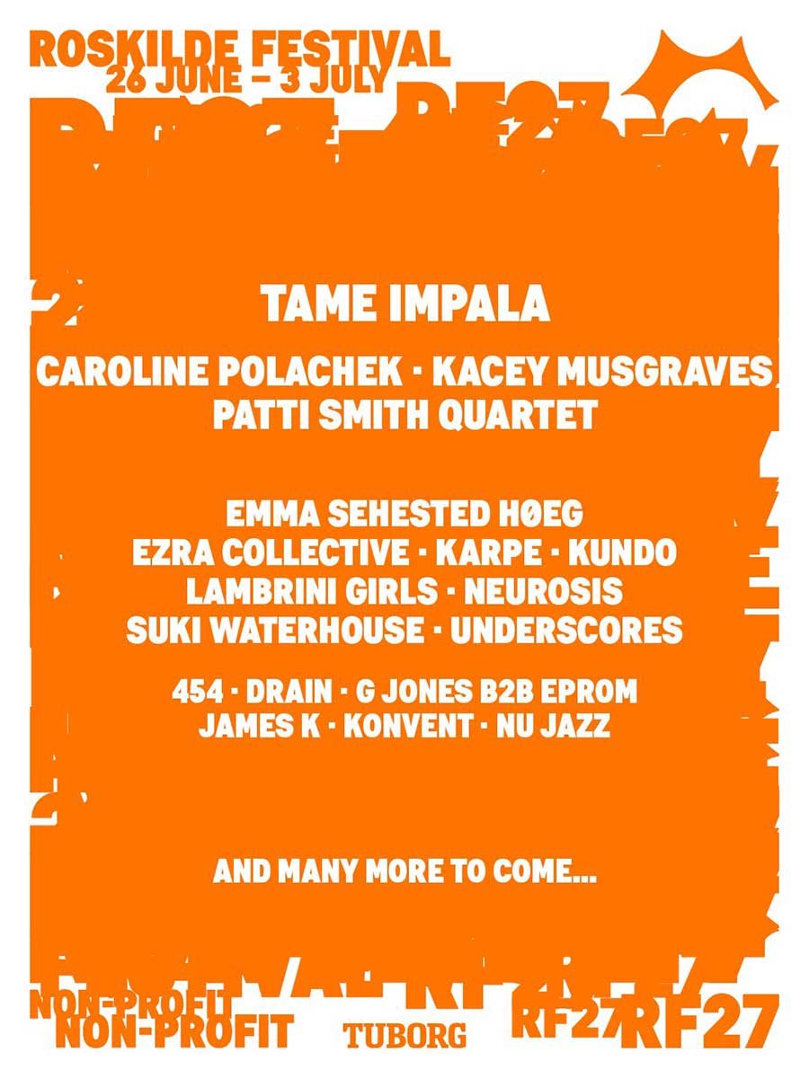 Roskilde Festival 2027 first acts poster