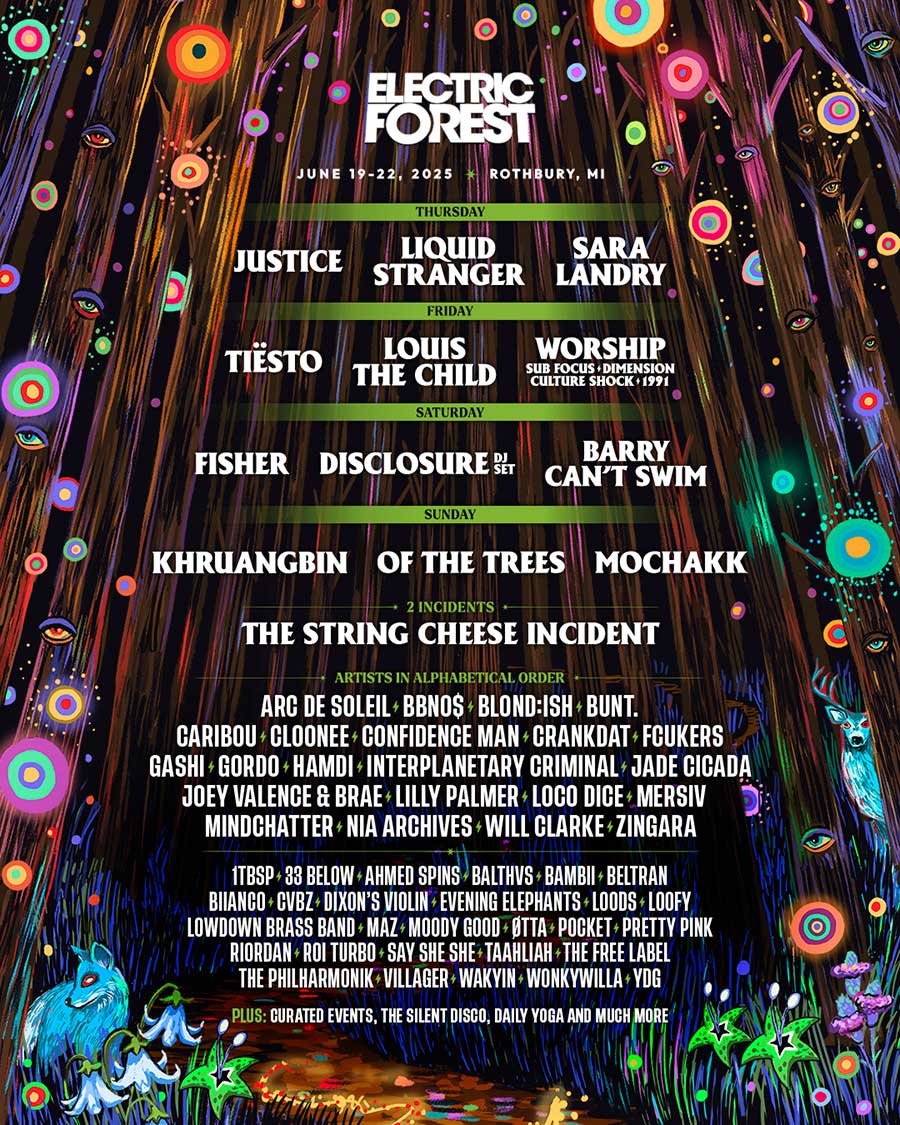 USA Electric Forest 2025 phase 1 poster