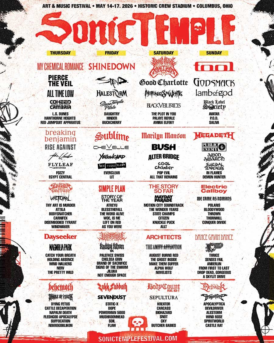 USA Sonic Temple Festival 2026 revised poster