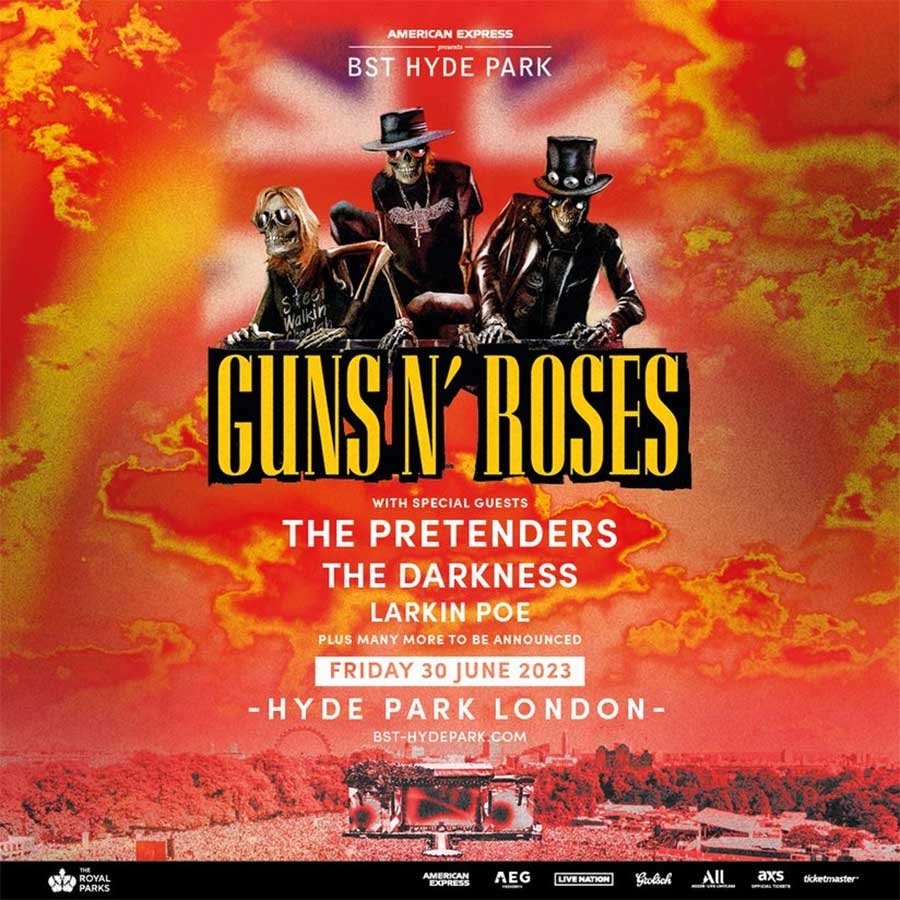 Guns N Roses support band poster BST Hyde Park UK 2023