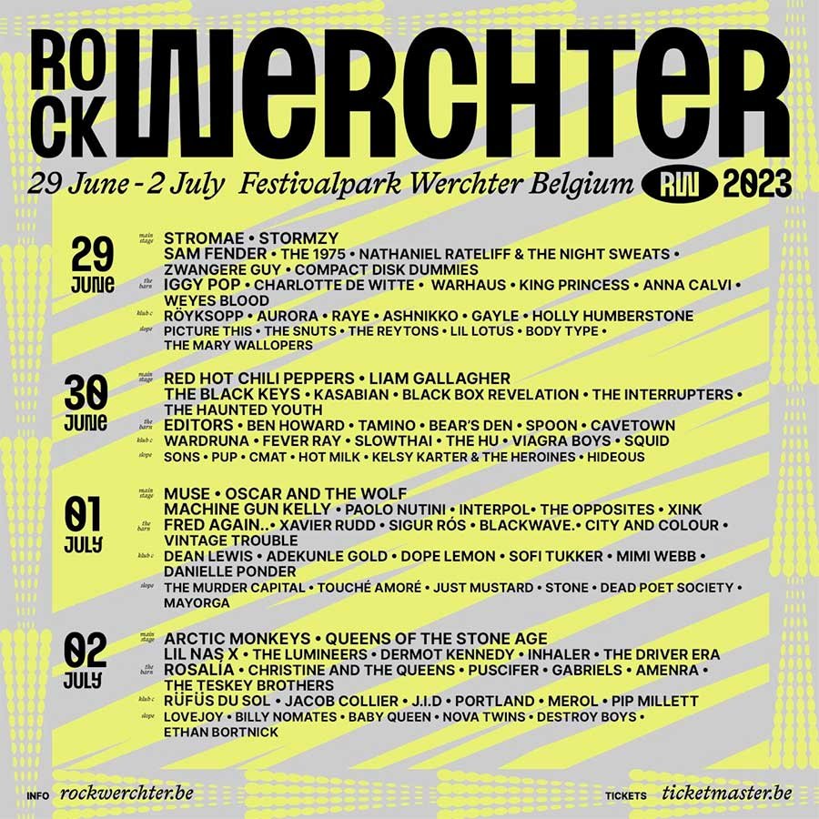 Rock Werchter Festival Belgium 2023 final poster