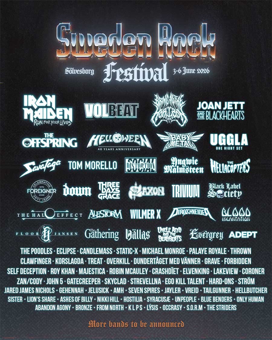 Sweden Rock Festival 2026 March poster latest