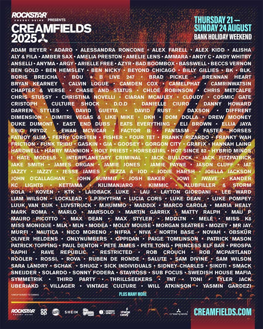UK Creamfields 2025 latest poster