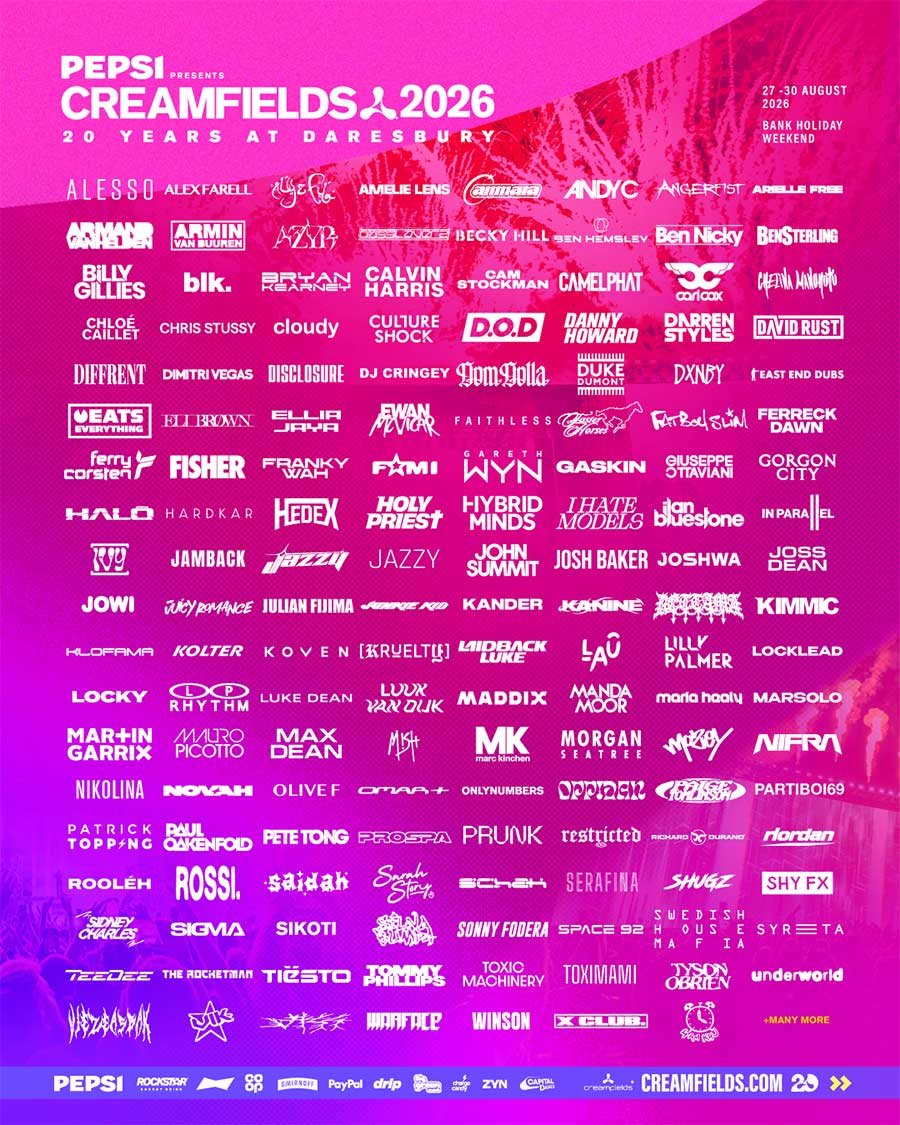 UK Creamfields 2026 LINEUP poster