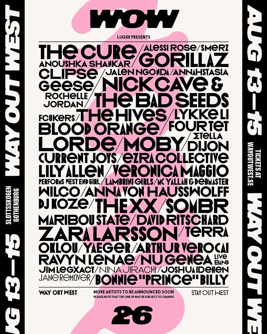 Way Out West Festival 2026 poster