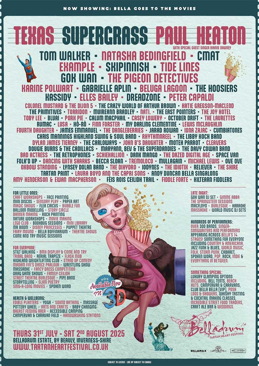 Belladrum Festival Scotland UK 2025 2nd wave poster