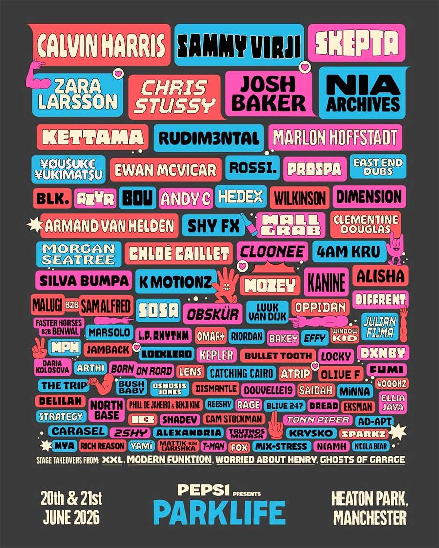 Parklife festival 2026 Manchester UK poster