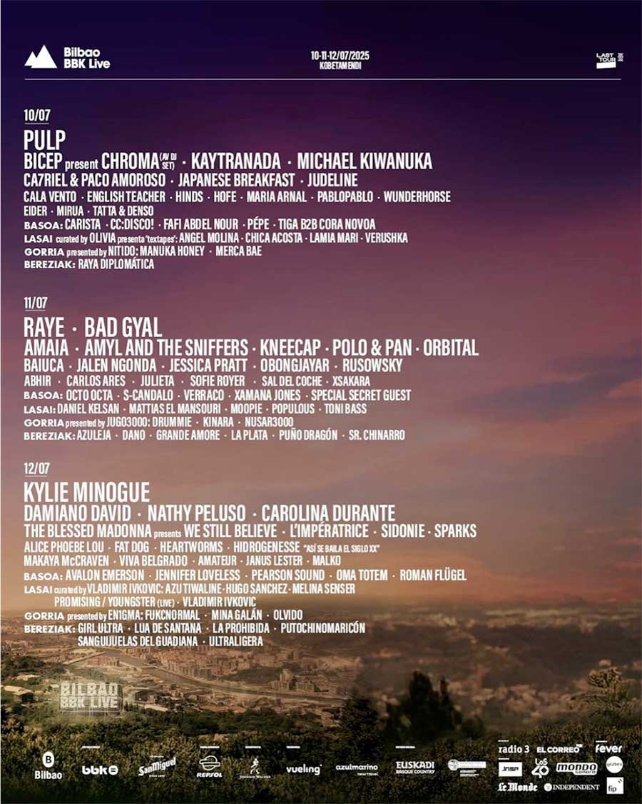 Bilbao BBK Live Spain 2025 final poster