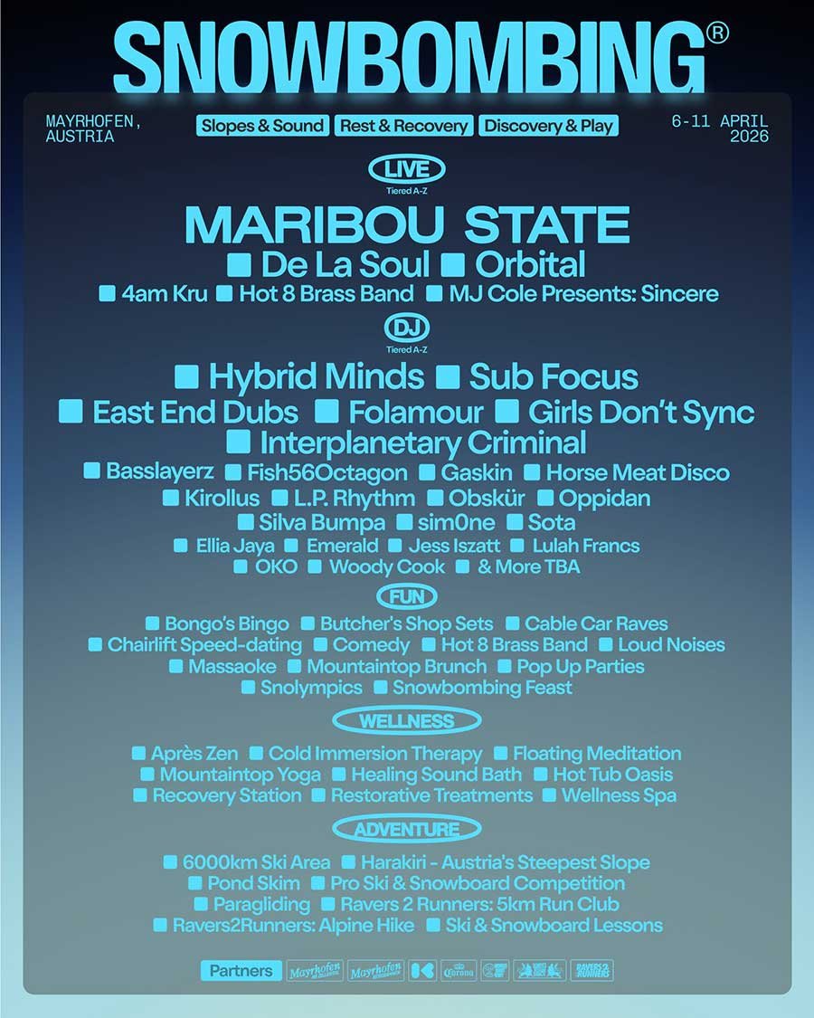 Snowbombing Austria 2026 phase 1 poster