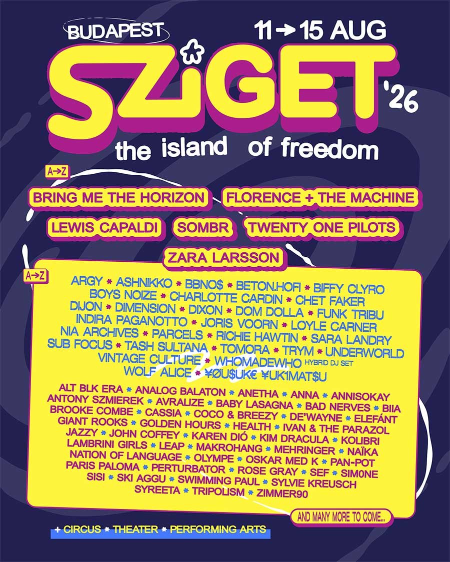 Sziget Festival 2026 phase 2 poster Sziget Festival 2026 phase 2 poster