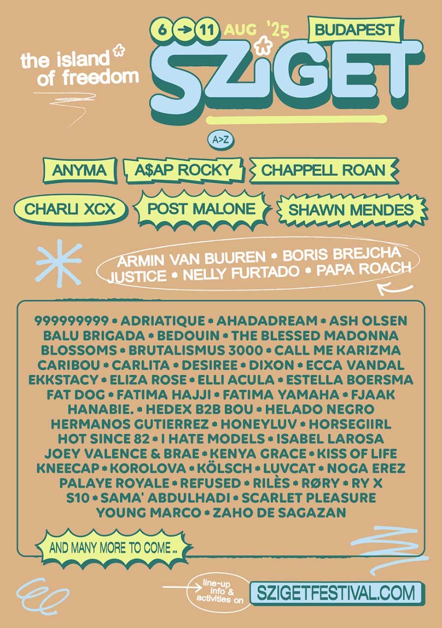 Sziget Festival Hungary 2025 2nd wave poster