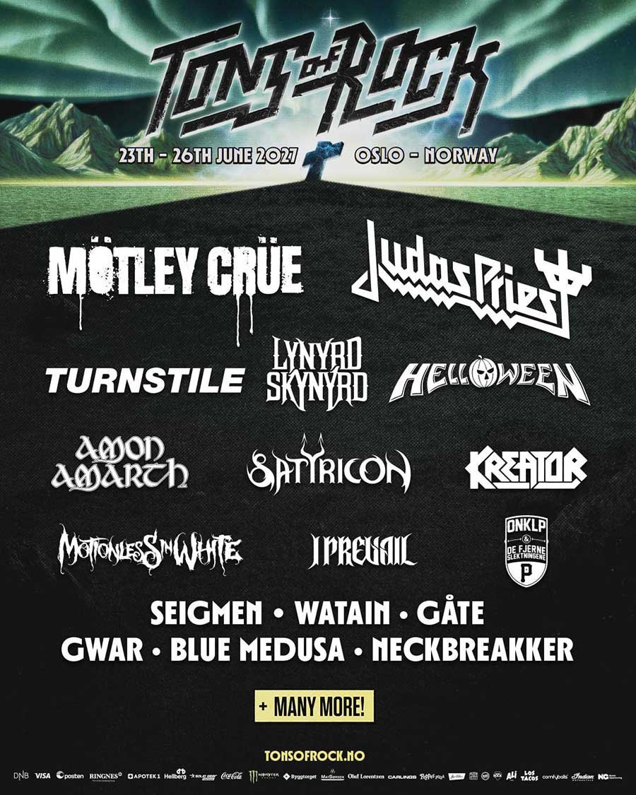 Tons Of Rock 2027 phase 1 Lineup poster