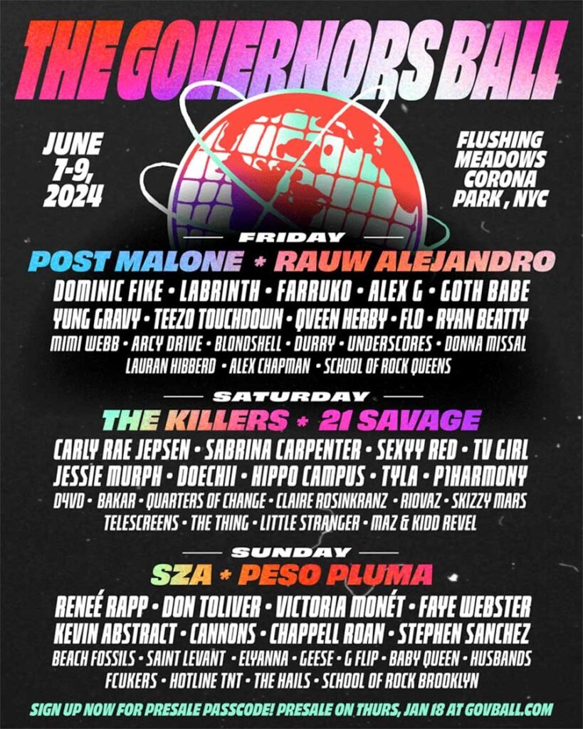 USA Governors Ball New York 2024 poster