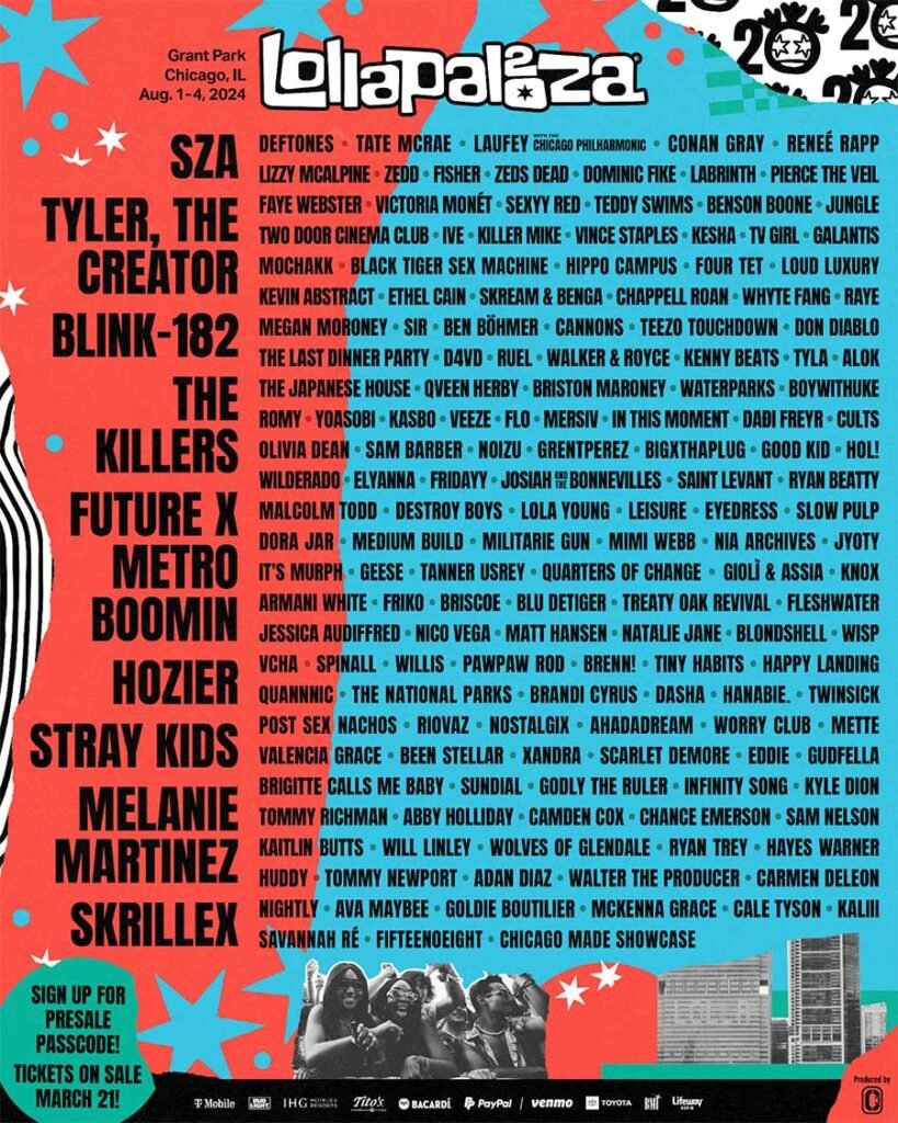 USA Lollaplaooza Chicago 2024 poster