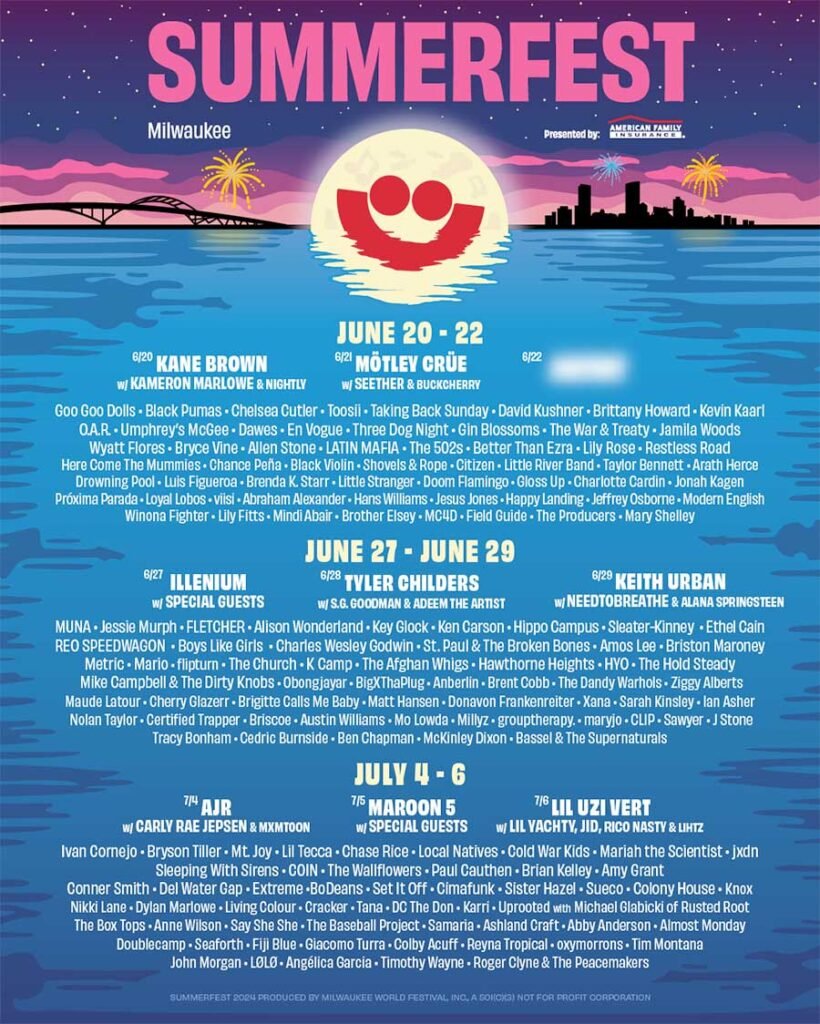 USA Summerfest Wisconsin complete 2024 poster