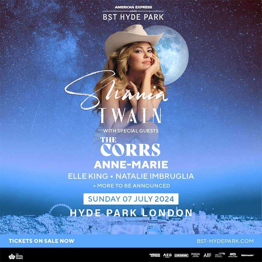 Shania Twain plays BST Hyde Park UK 2024 more support acts poster