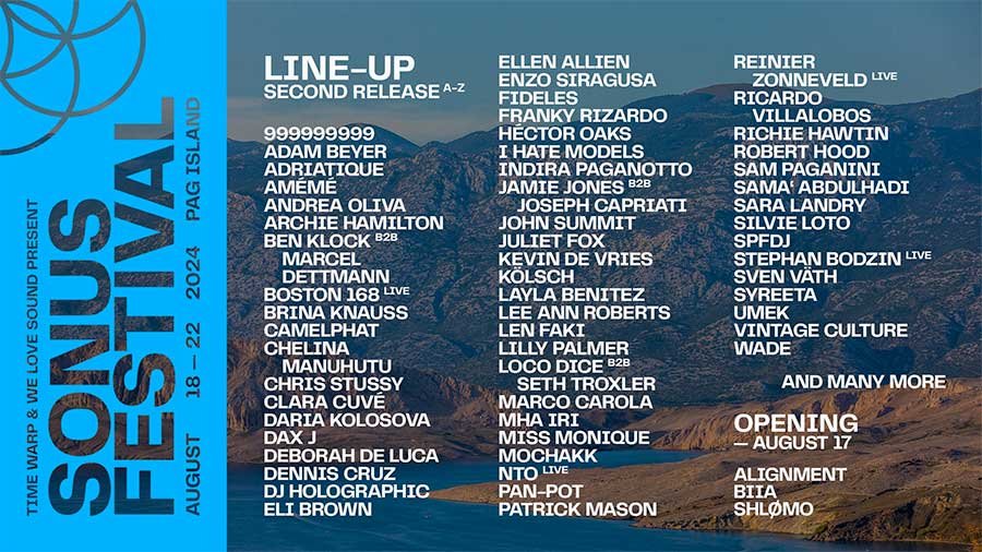 Sonus Festival Croatia 2024 phase 1 acts poster