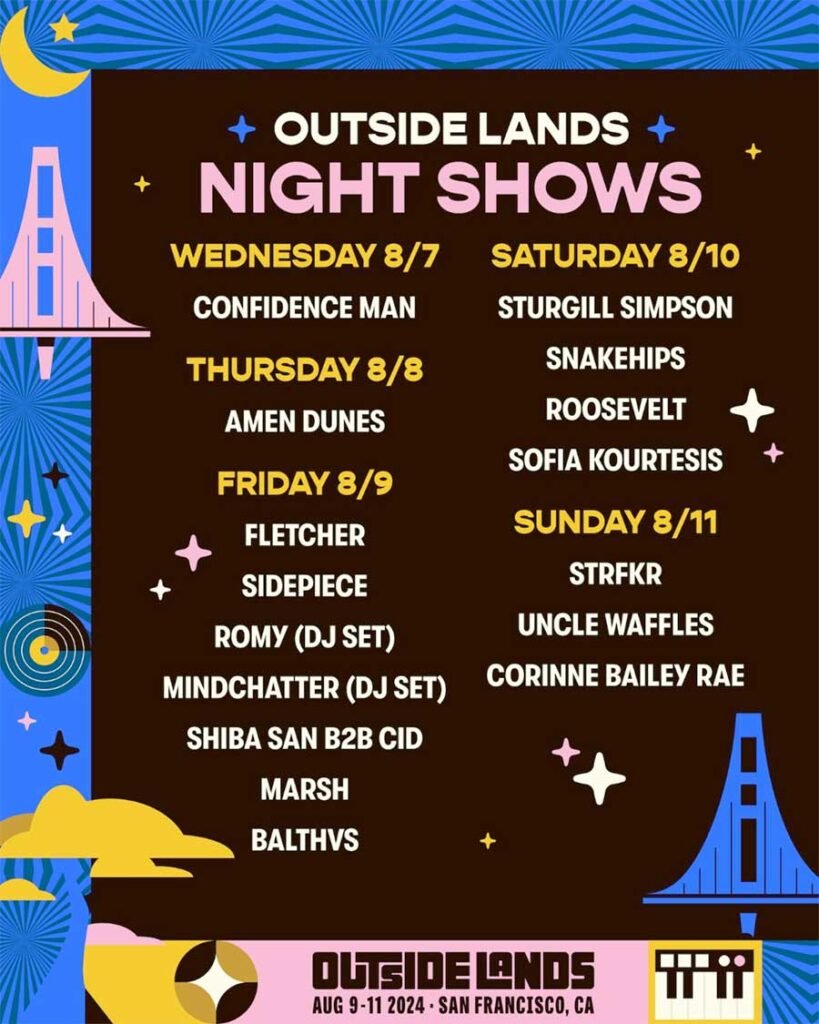 USA Outside Lands night shows 2024 poster