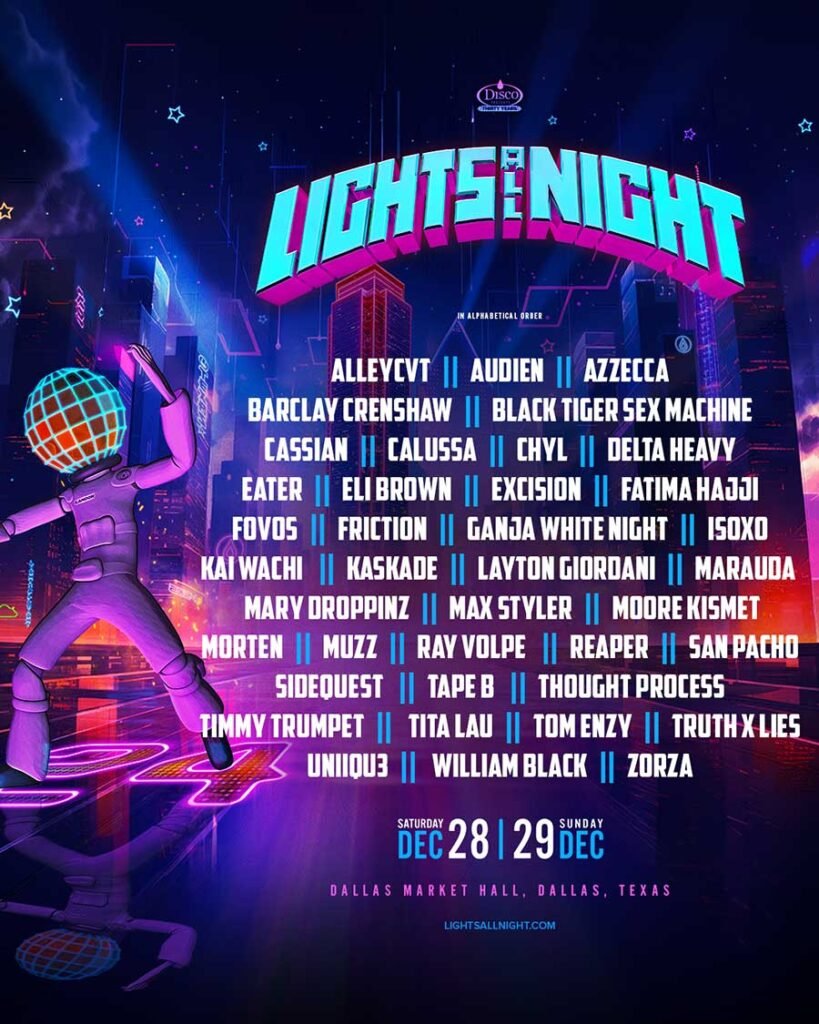 Lights All Night Festival 2024 Dallas first phase poster