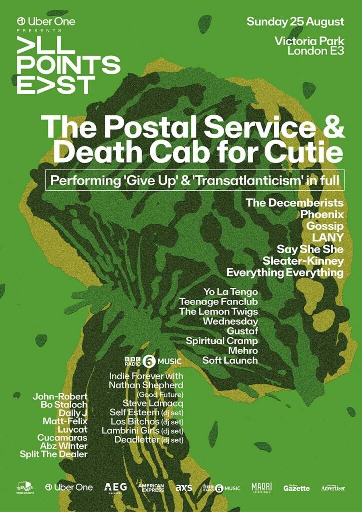 UK All Points East 2024 Death Cab For Cutie and Postal Service final poster