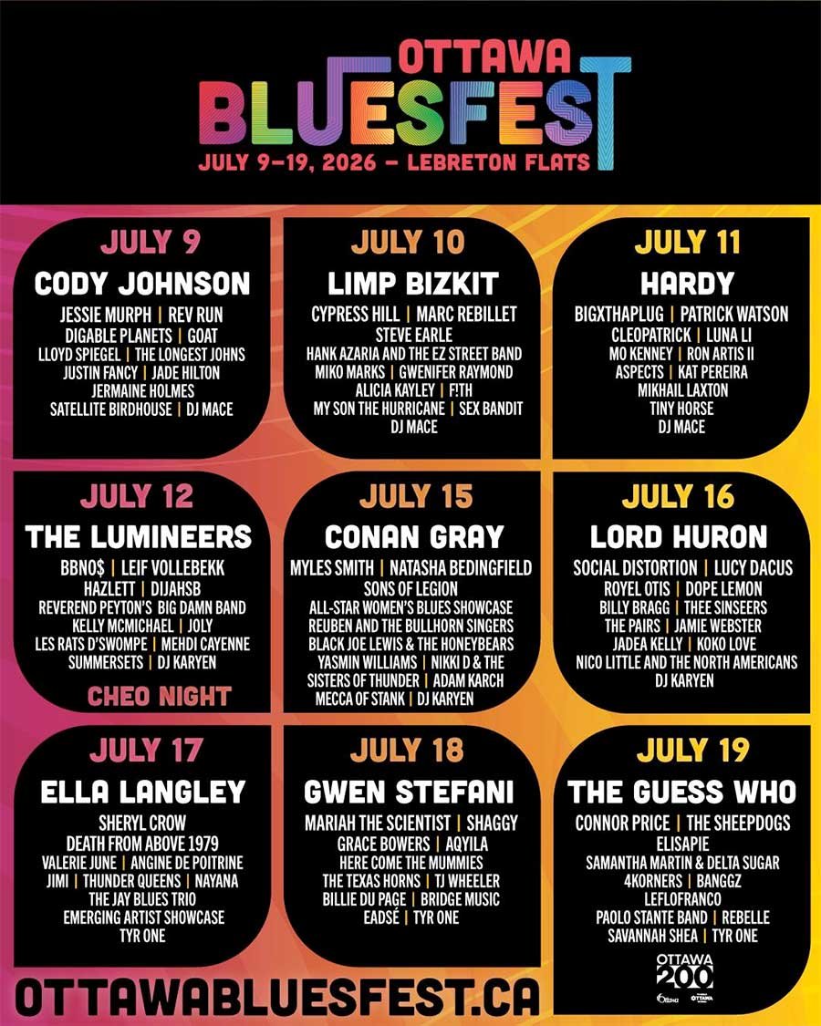 Ottawa Bluesfest 2026 line up poster