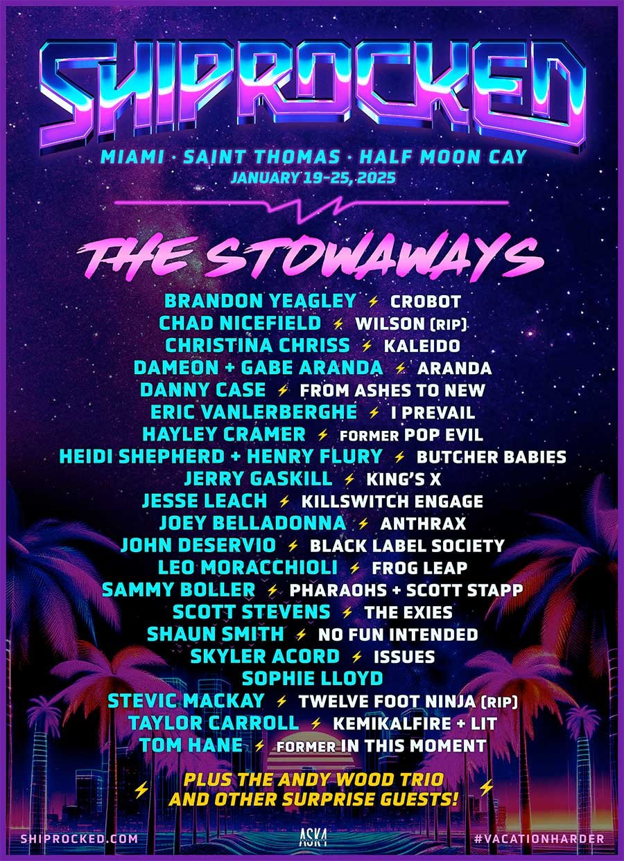 Shiprocked Cruise 2025 The Stowaways All Star band poster