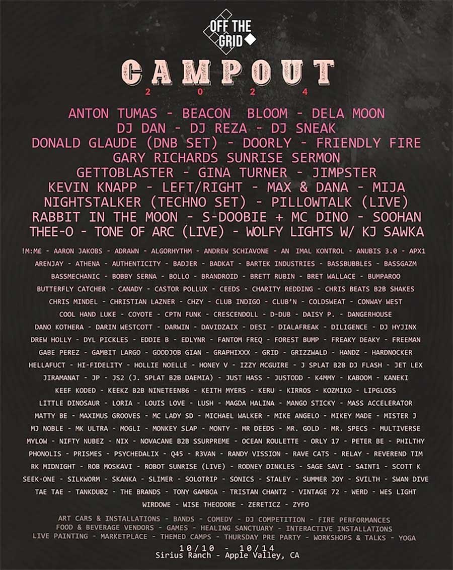 Off The Grid Campout Festival USA 2025 poster