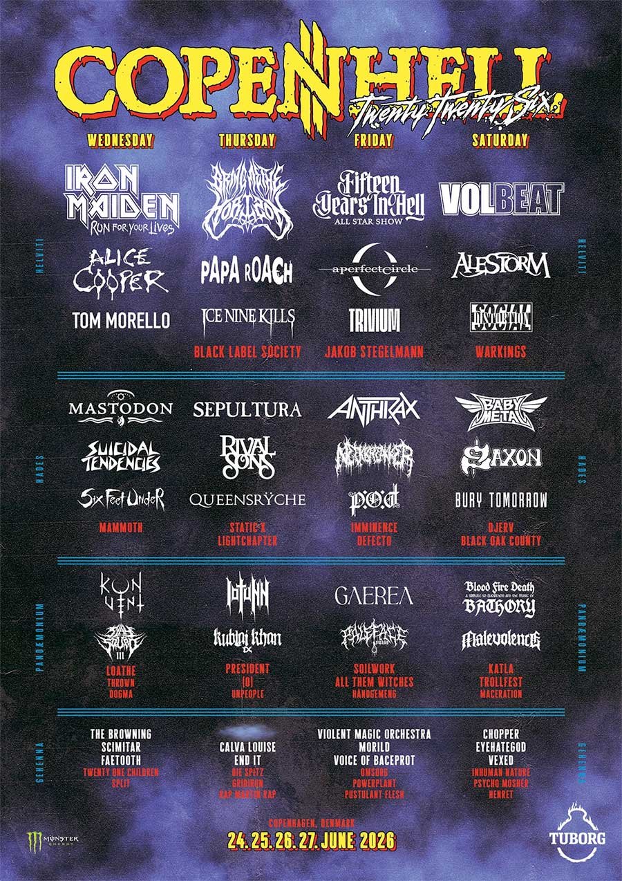 Copenhell 2026 Denmark poster March