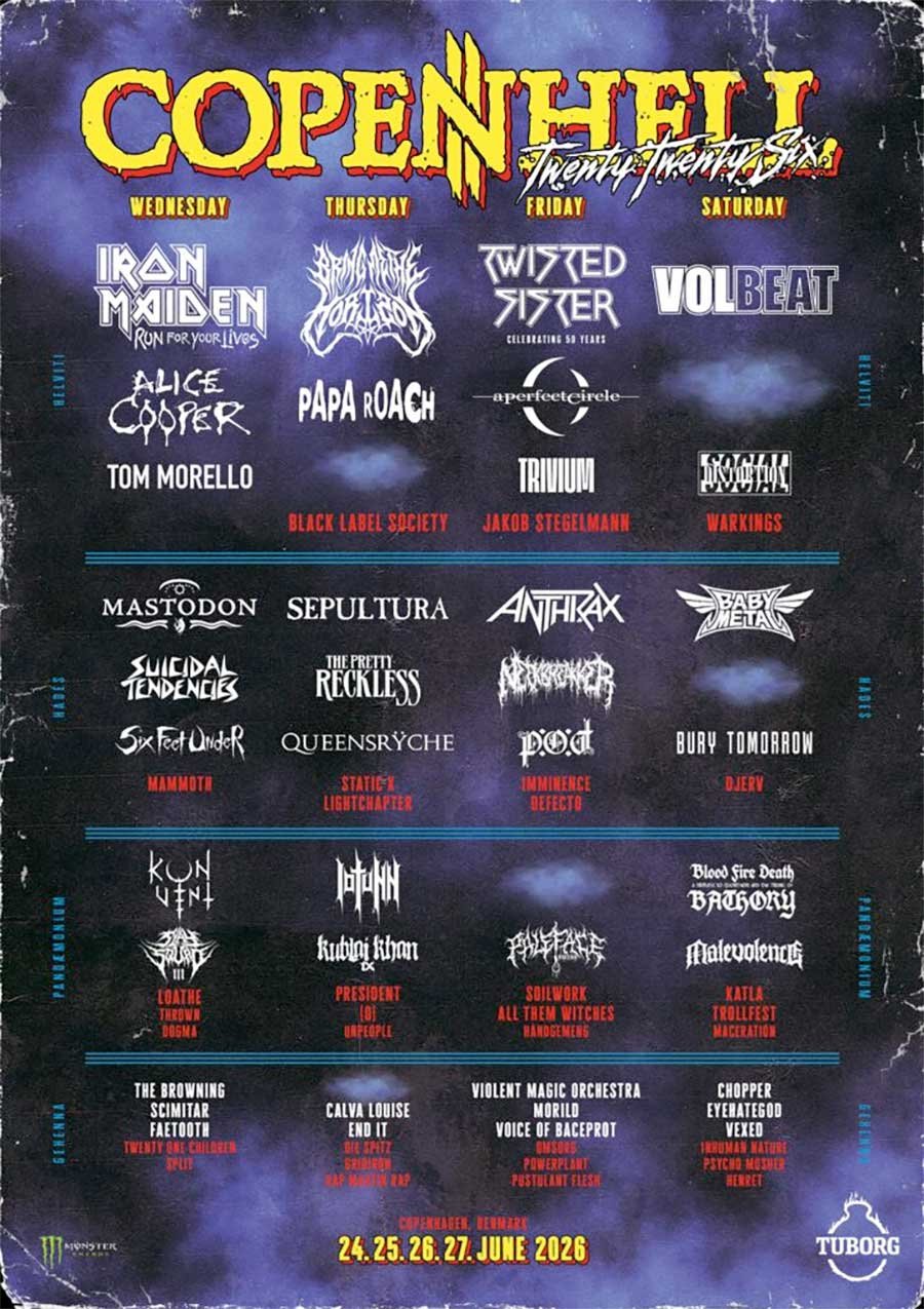 Copenhell Denmark 2026 - 17 new bands poster