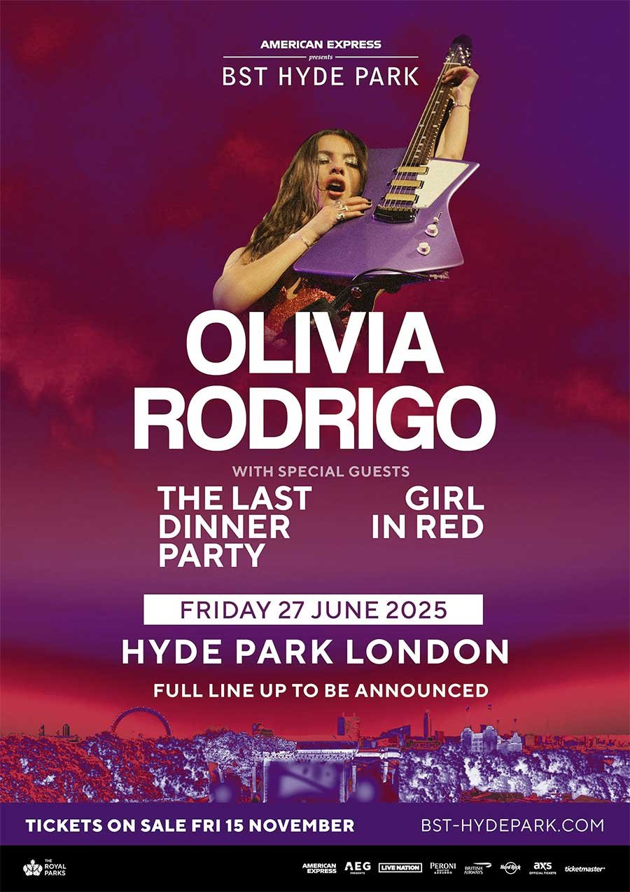 UK Olivia Rodrigo plays BST Hyde Park London 2025 poster