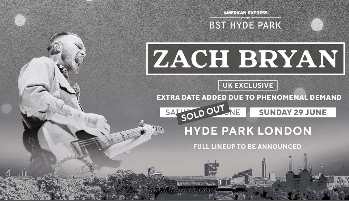 Zach Bryan BST Hyde Park 2025 extra date announced