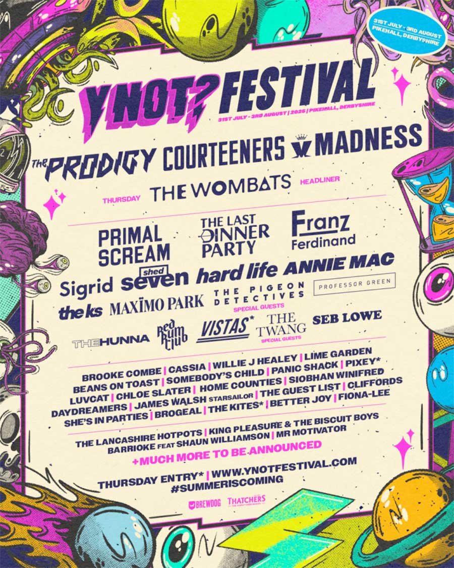 UK Y Not Festival 2025 phase 1 poster
