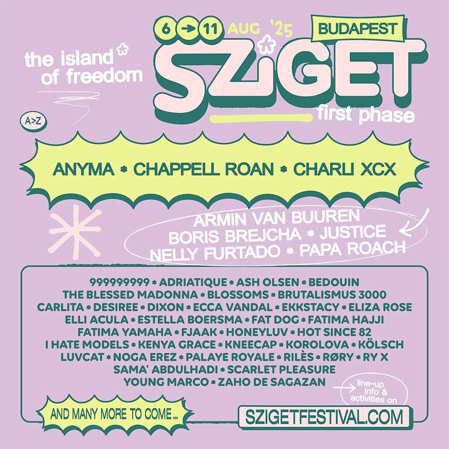 Sziget Festival Hungary 2025 phase 1 poster