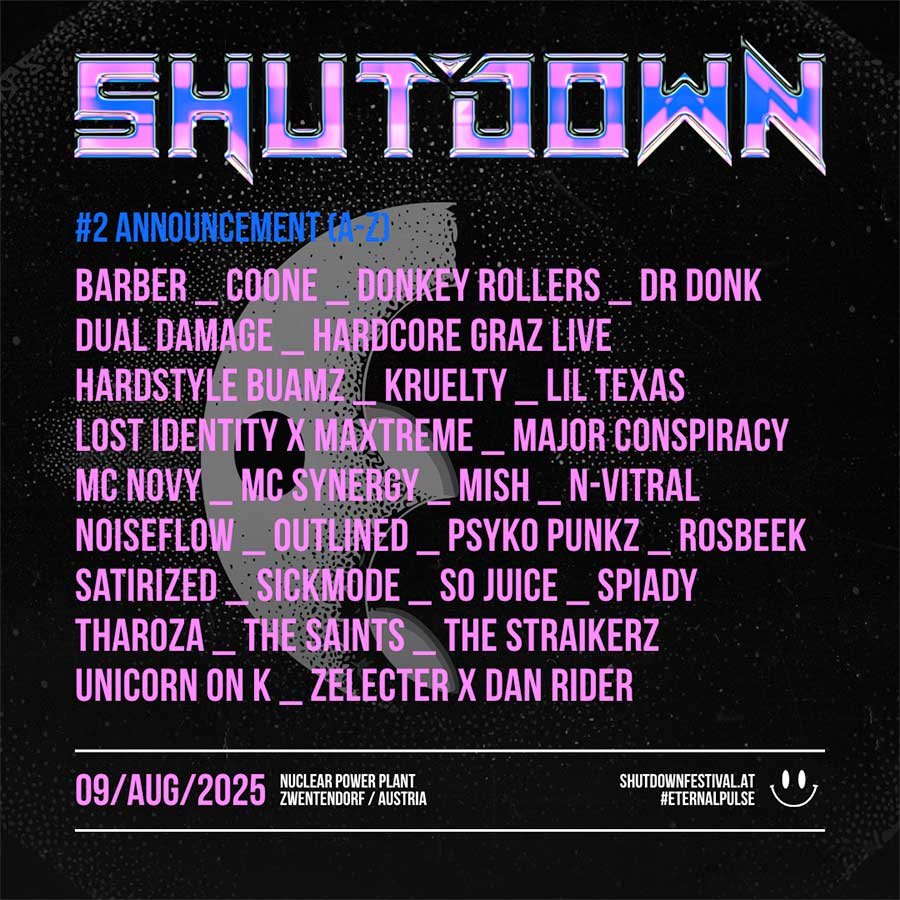 Shutdown Festival Austria 2025 2nd phase poster