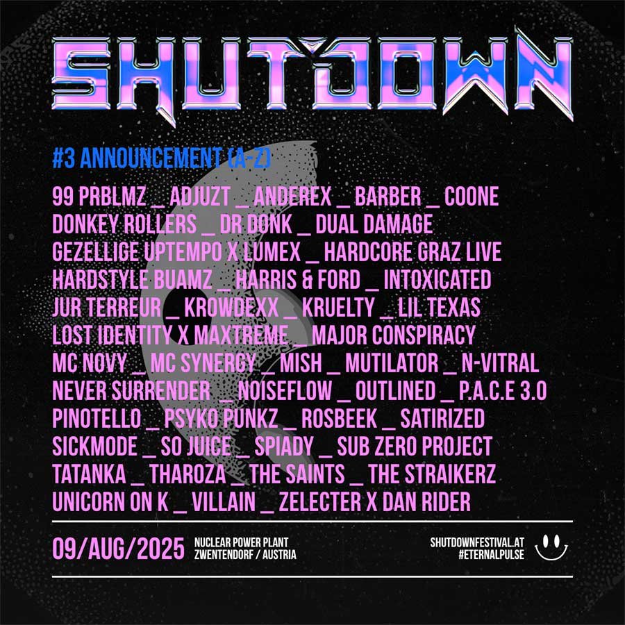 Shutdown Festival Austria 2025 phase 3 poster