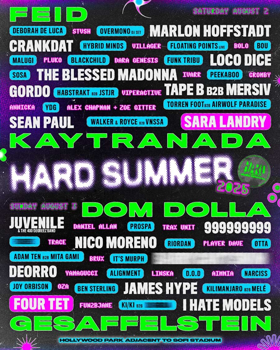 USA Hard Summer Festival California 2025 poster