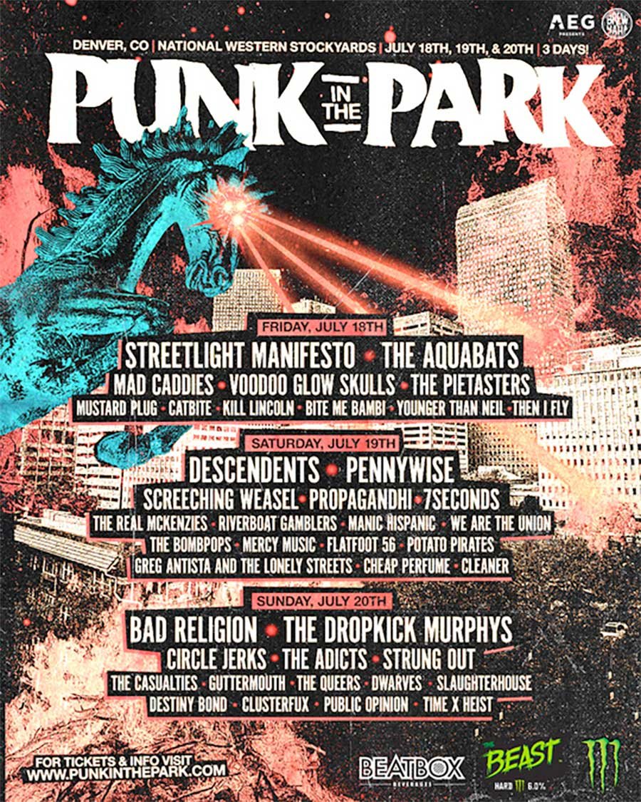Punk in the Park Denver 2025 daily splits poster