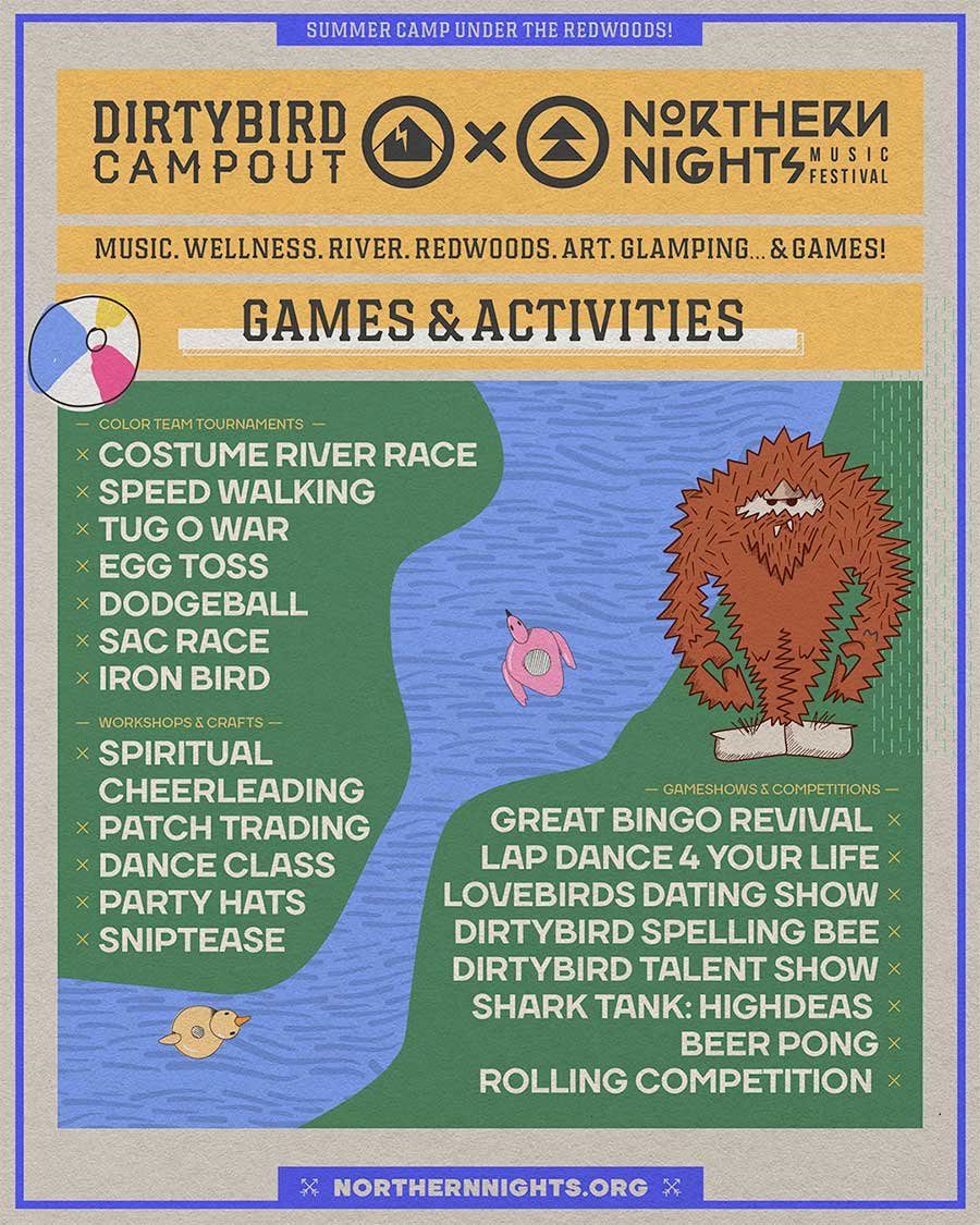 USA Dirty Bird Campout Northern Nights Games poster