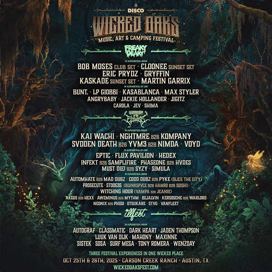 Wicked Oaks Music Festival USA 2025 poster