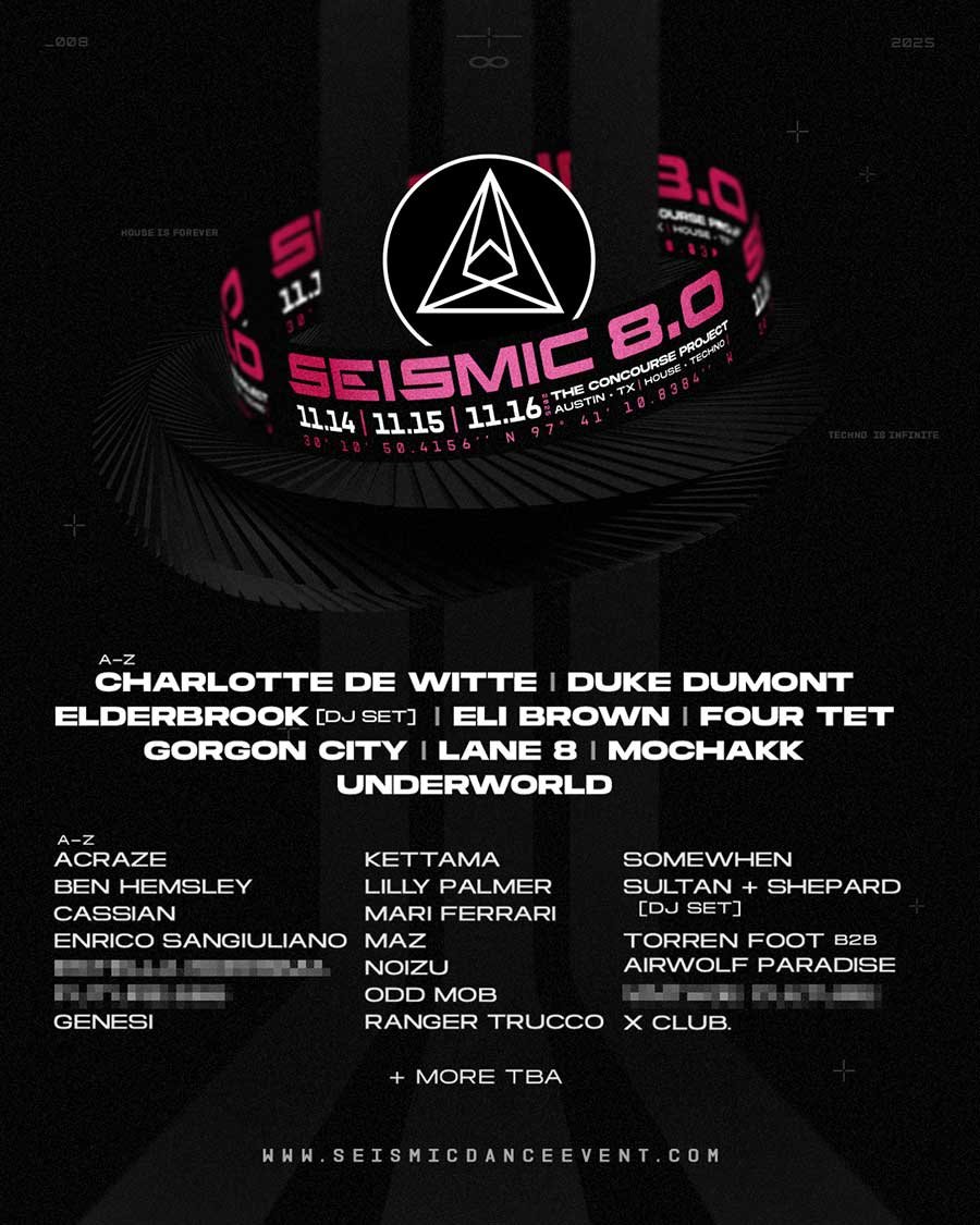 Seismic Dance Event 2025 Texas phase 1 poster
