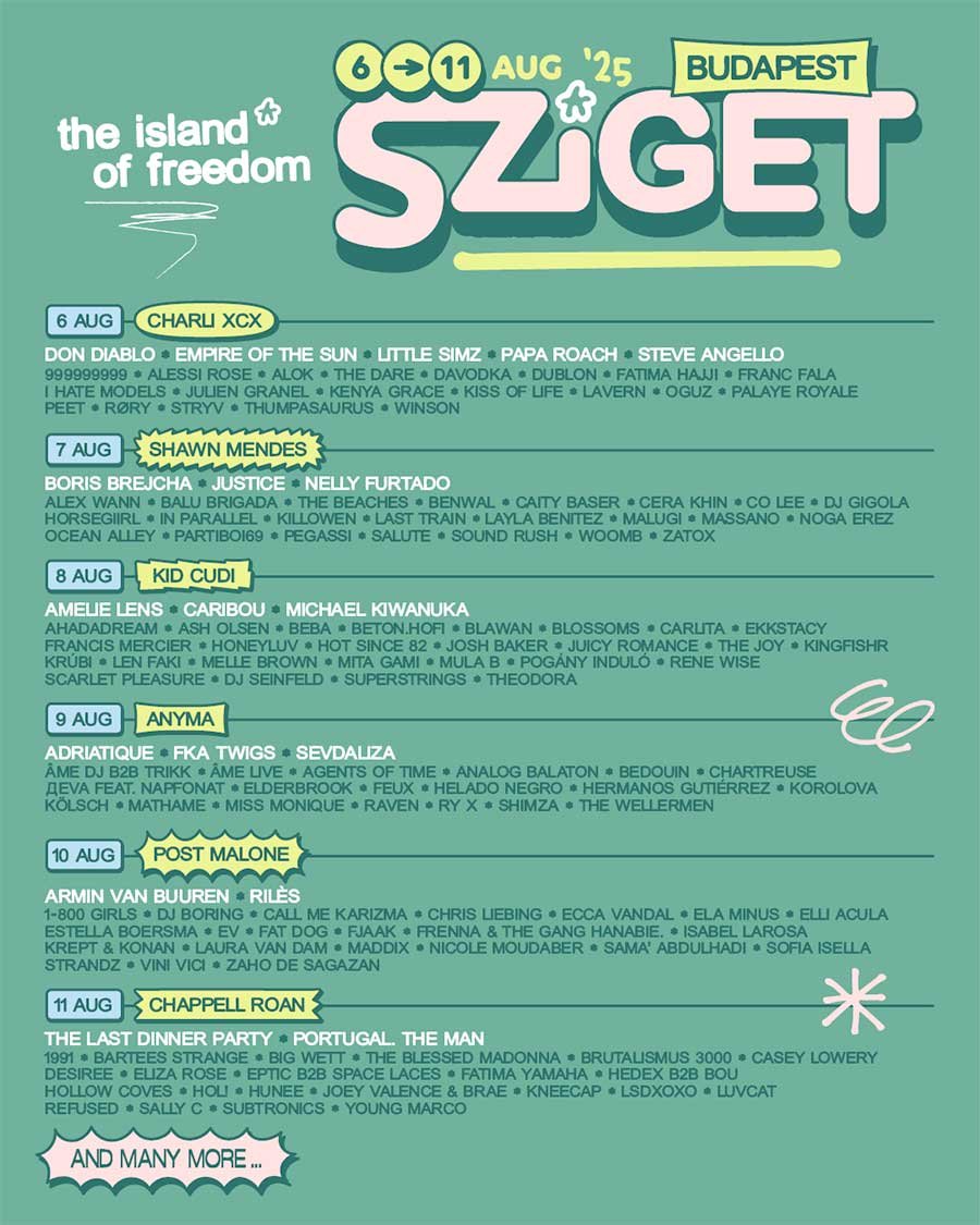 Sziget Festival 2025 Hungary Kid Cudi Poster