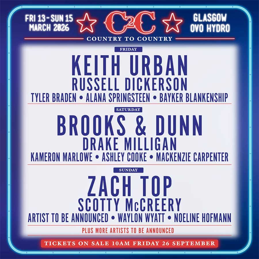 C2C Country to Country 2026 Glasgow poster