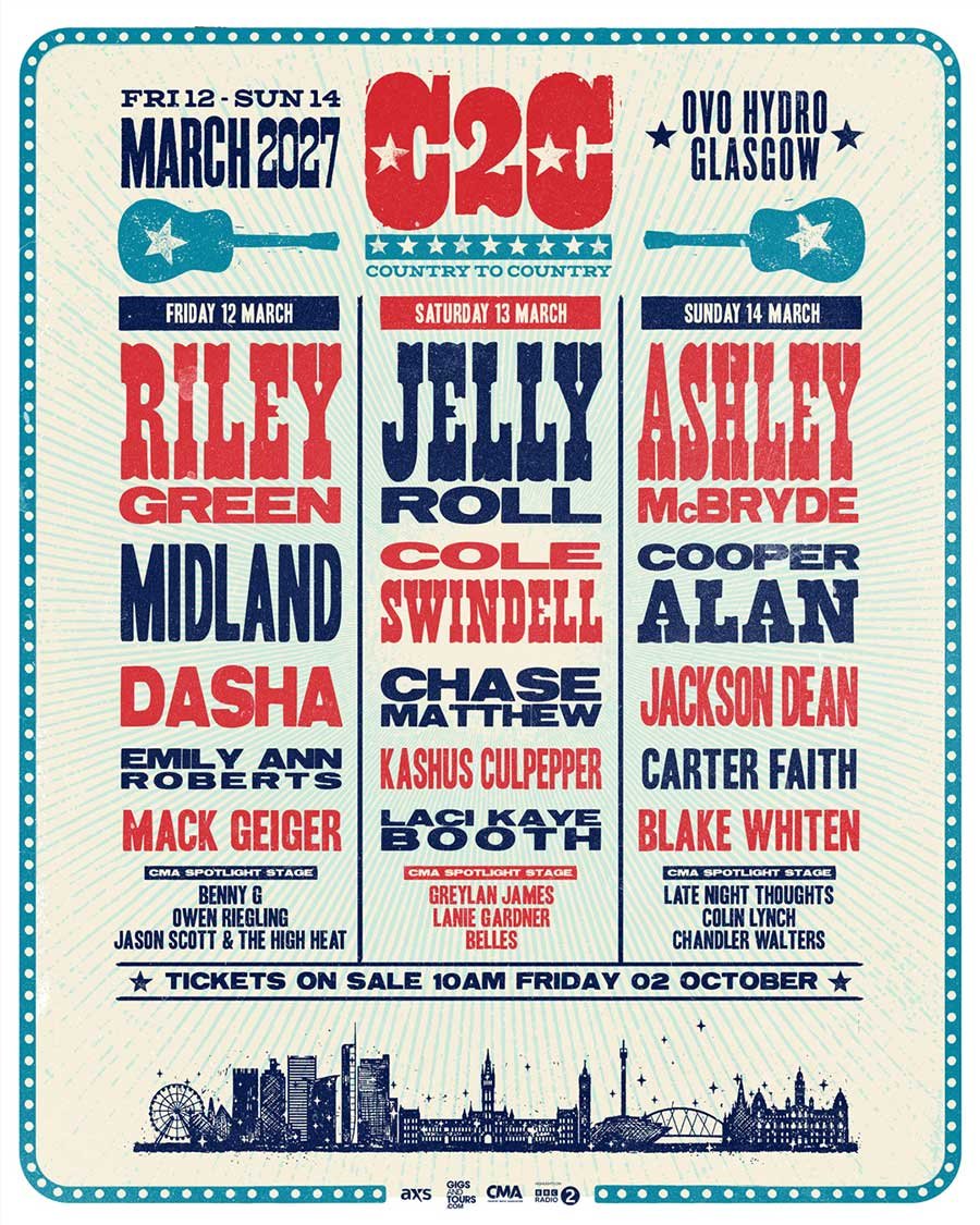 Country2Country Glasgow 2027 poster Country2Country Glasgow 2027 poster