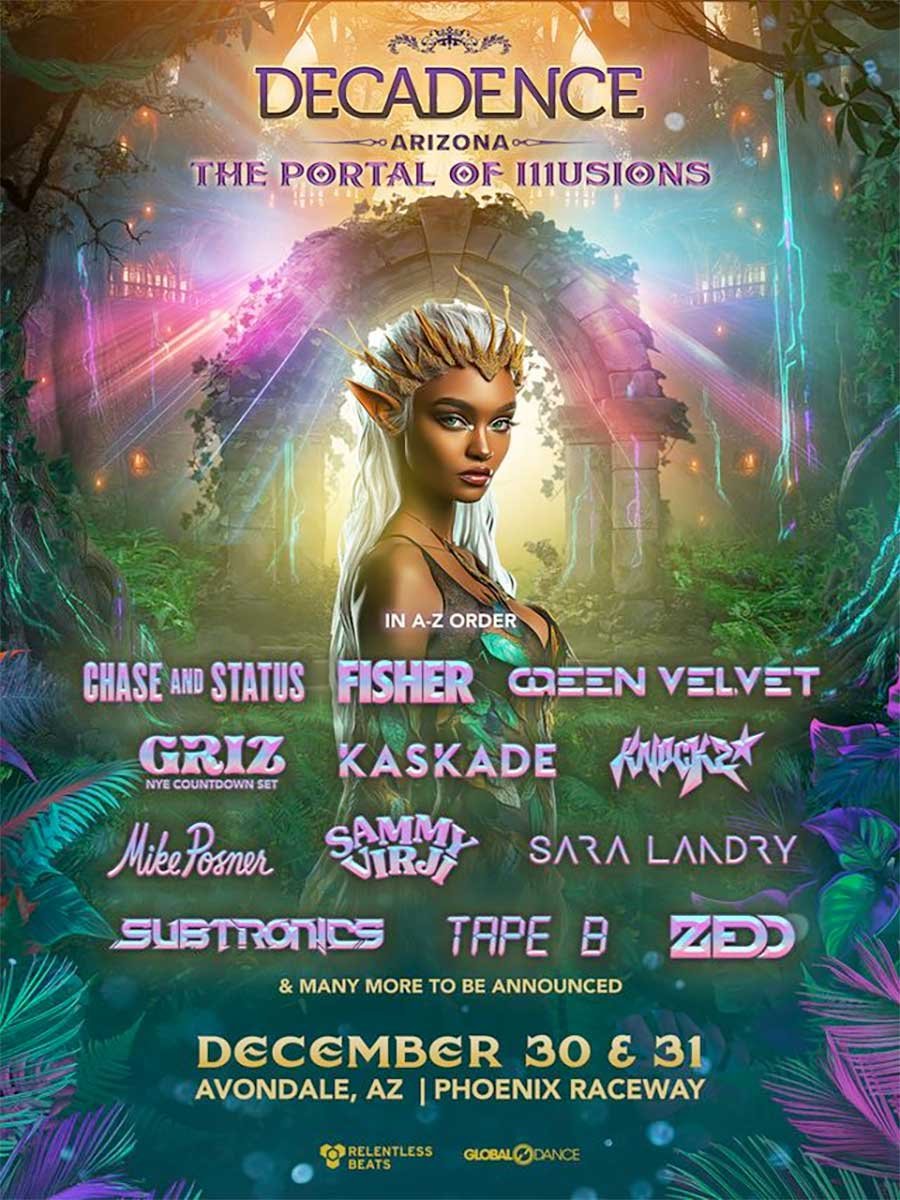Decadence Arizona NYE 2025 phase 1 poster